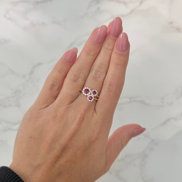 14K GOLD DIAMOND AND RUBY LUCY RING