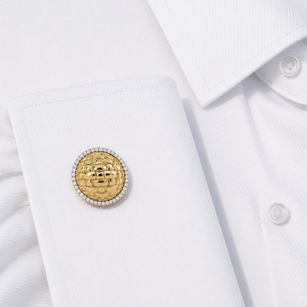 14K GOLD DIAMOND BROOKS CUFFLINKS