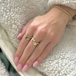 14K GOLD DIAMOND EMERALD ERIN RING