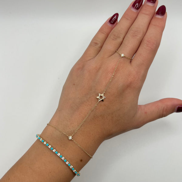 14K GOLD DIAMOND MAYA HAND CHAIN