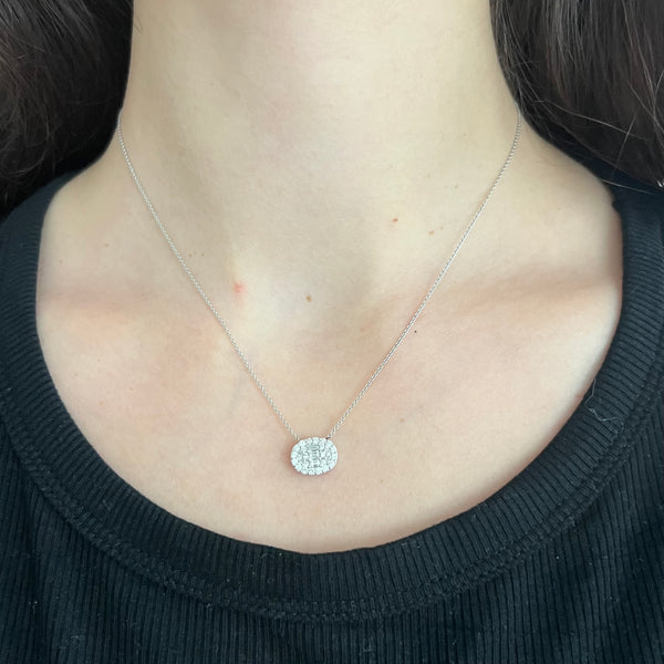 14K GOLD DIAMOND SARAH OVAL NECKLACE