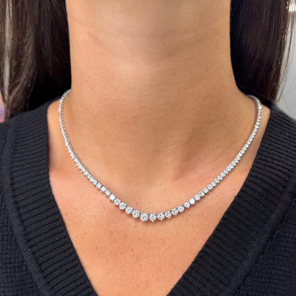 14K GOLD 11.25 CT DIAMOND GRADUATED TENNIS NECKLACE