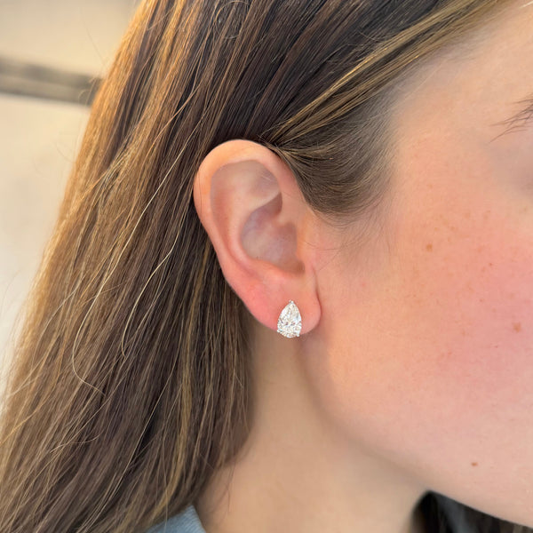 14K GOLD 4.00 LAB GROWN DIAMOND PEAR STUDS
