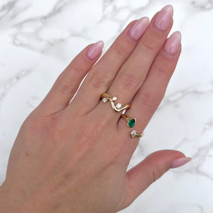 14K GOLD DIAMOND EMERALD ERIN RING