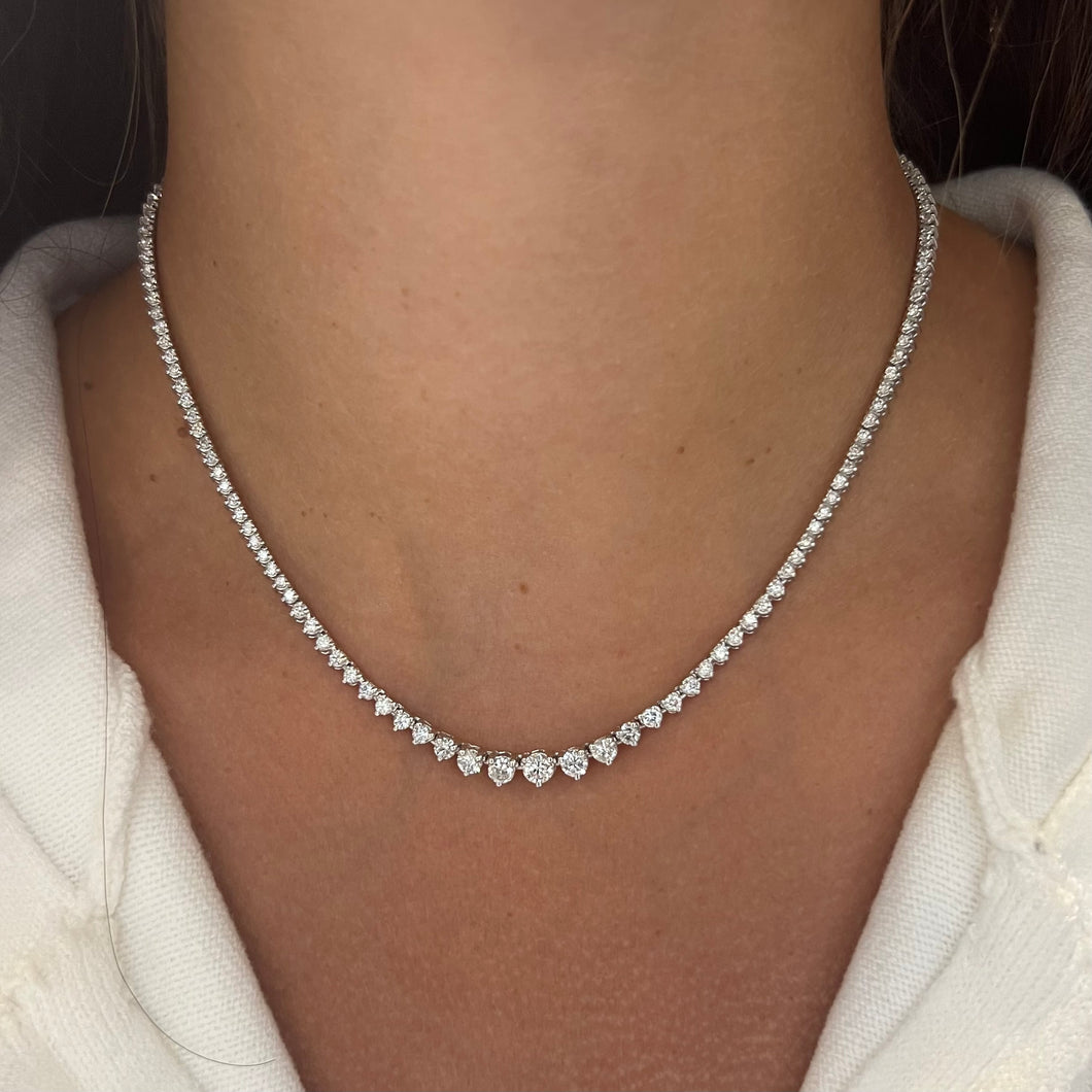14K GOLD 3.55 CT DIAMOND GRADUATED TENNIS NECKLACE