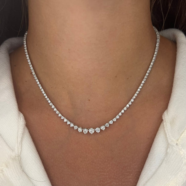 14K GOLD 3.55 CT DIAMOND GRADUATED TENNIS NECKLACE