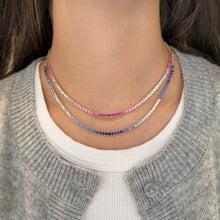 14K GOLD PINK SAPPHIRE OMBRE REVVI TENNIS CHOKER NECKLACE