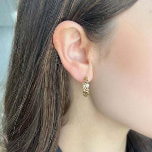 14K GOLD DIAMOND LEORA HOOPS