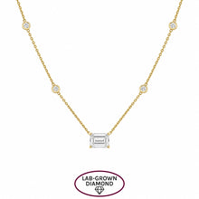 14K GOLD LAB GROWN DIAMONDS BY THE YARD EMERALD NECKLACE