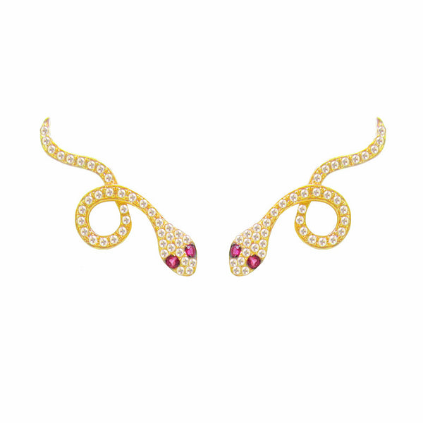 14K GOLD DIAMOND RUBY SNAKE CRAWLERS