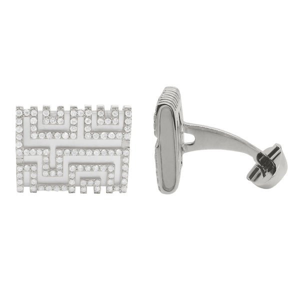14K GOLD DIAMOND AND MOTHER OF PEARL JOSH CUFFLINKS
