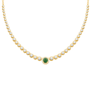 14K GOLD DIAMOND EMERALD STELLA NECKLACE