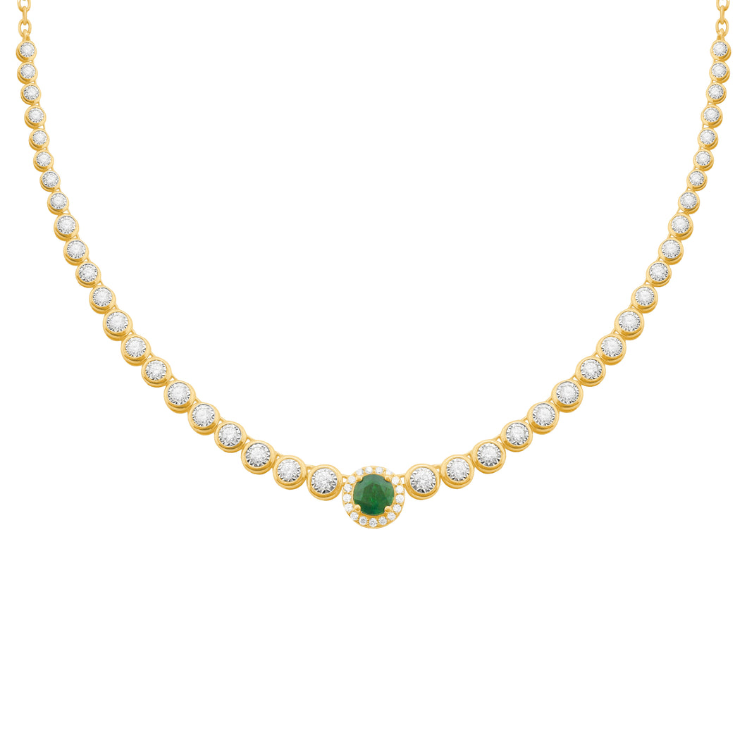 14K GOLD DIAMOND EMERALD STELLA NECKLACE