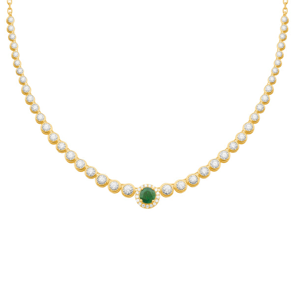 14K GOLD DIAMOND EMERALD STELLA NECKLACE