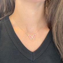 14K GOLD DIAMOND AND PINK OPAL BEATRIX BUTTERFLY NECKLACE