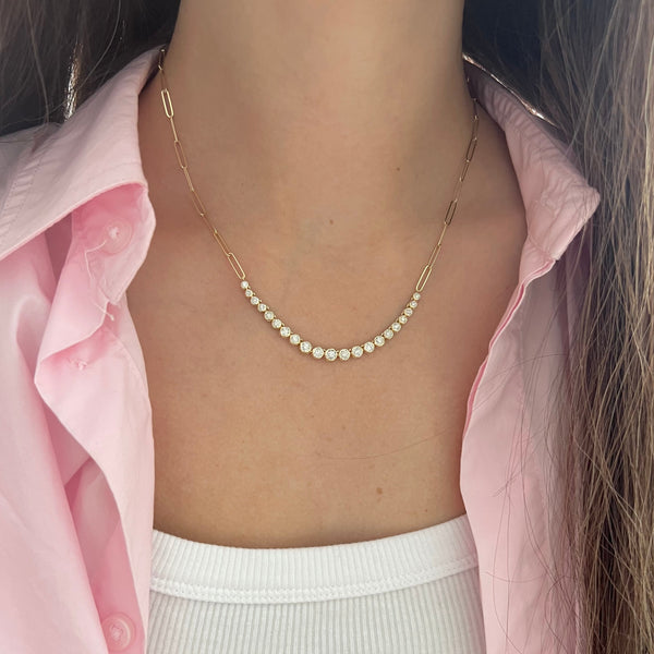 14K GOLD DIAMOND LINDA BEZEL NECKLACE