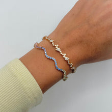 14K GOLD MULTICOLOR SAPPHIRE WAVE TENNIS BRACELET