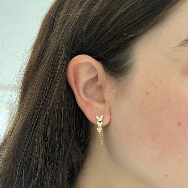 14K GOLD DIAMOND YOUVAL BUTTERFLY EARRINGS