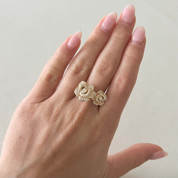 14K GOLD DIAMOND CAMELLIA RING