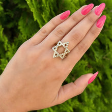 14K GOLD DIAMOND ATARA STAR OF DAVID RING