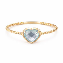 14K GOLD BLUE TOPAZ SELAH HEART RING