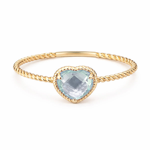 14K GOLD BLUE TOPAZ SELAH HEART RING