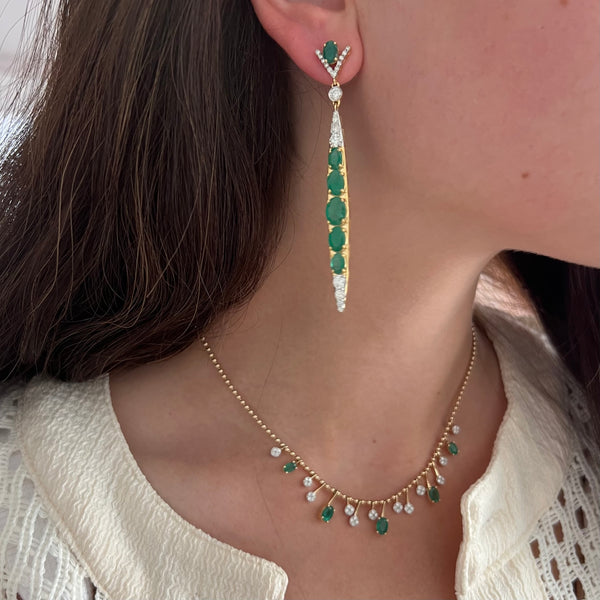 14K GOLD DIAMOND EMERALD SARA EARRINGS