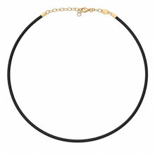 14K GOLD BLACK LEATHER CORD NECKLACE