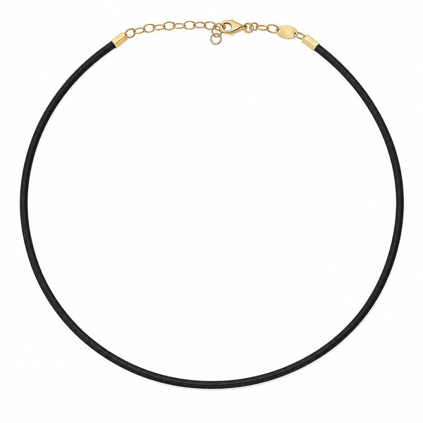 14K GOLD BLACK LEATHER CORD NECKLACE