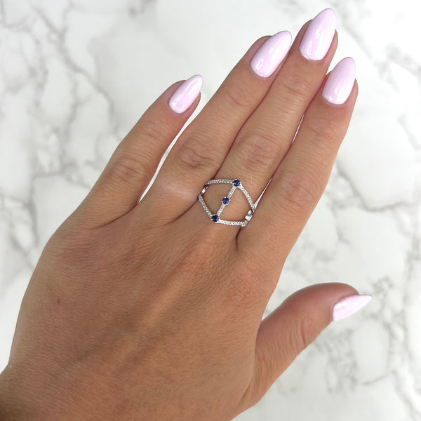 14K GOLD DIAMOND SAPPHIRE MAE RING