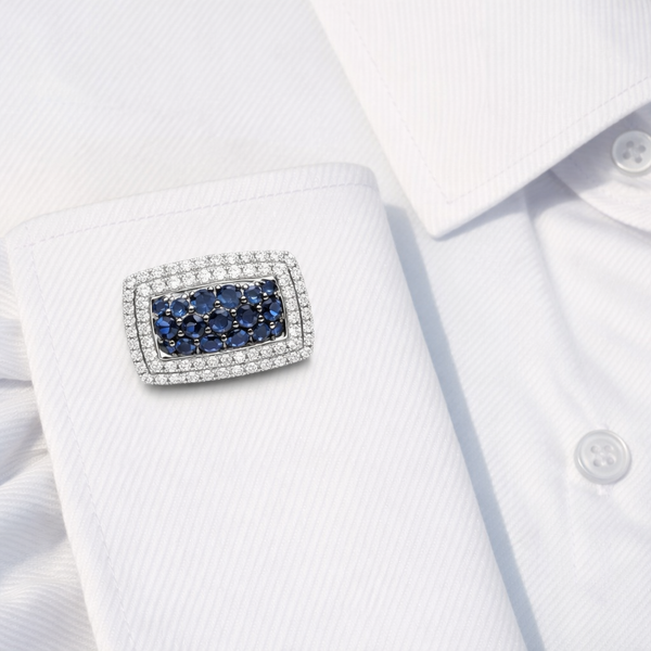 14K GOLD DIAMOND SAPPHIRE NOAH CUFFLINKS