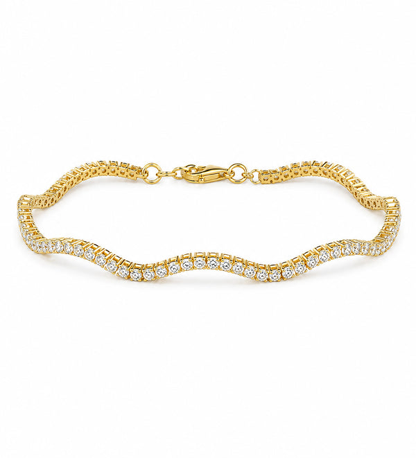 14K GOLD DIAMOND WAVE TENNIS BRACELET