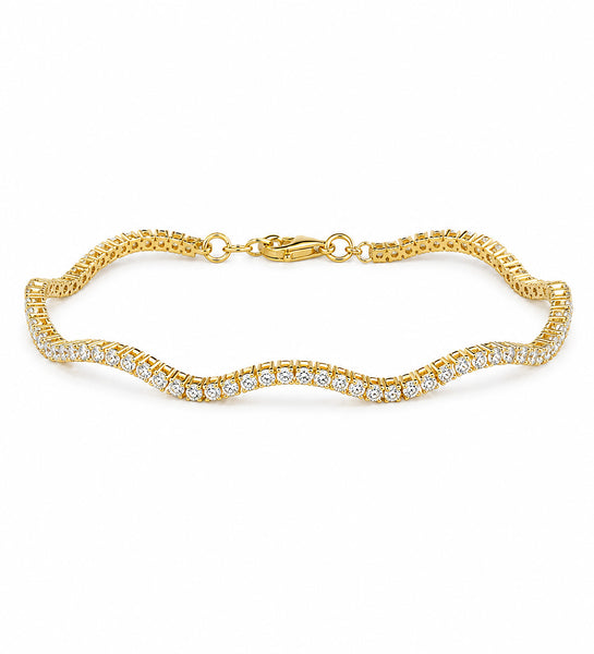 14K GOLD DIAMOND WAVE TENNIS BRACELET