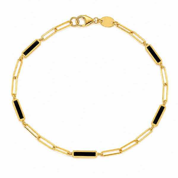 14K GOLD ANNA ONYX LINK BRACELET