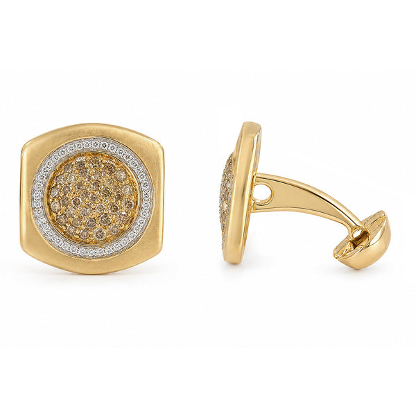 14K GOLD DIAMOND AND CHAMPAGNE DIAMOND JALEN CUFFLINKS