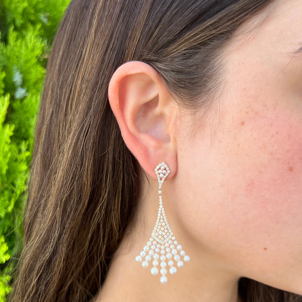 14K GOLD DIAMOND PEARL ANN EARRINGS