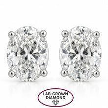 14K GOLD 3.00 CT LAB GROWN DIAMOND OVAL STUDS
