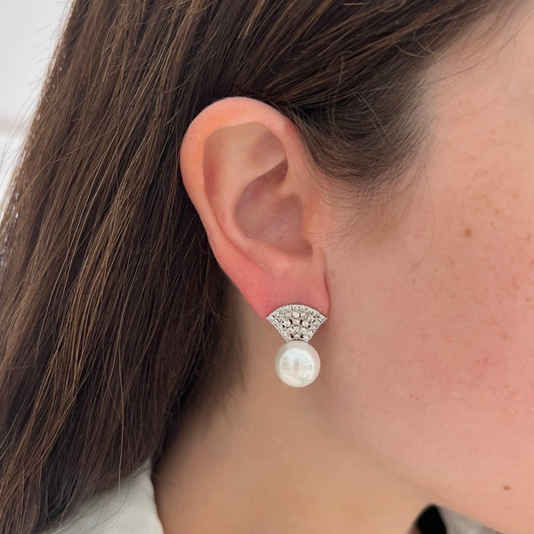 14K GOLD DIAMOND SHANNA PEARL EARRINGS