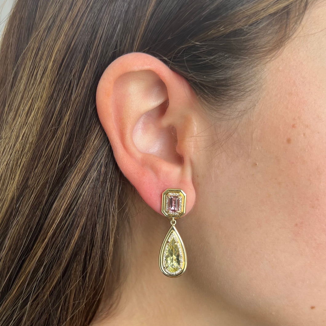 14K GOLD DIAMOND TOURMALINE ALEXA EARRINGS
