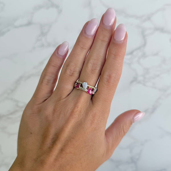 14K GOLD DIAMOND AND RUBY MIA RING