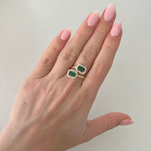 14K GOLD DIAMOND EMERALD MIRI RING