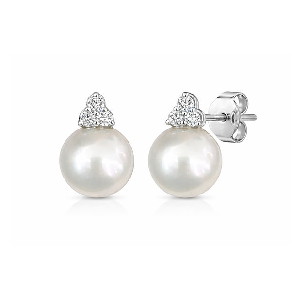 14K GOLD DIAMOND PEARL ATARA STUDS