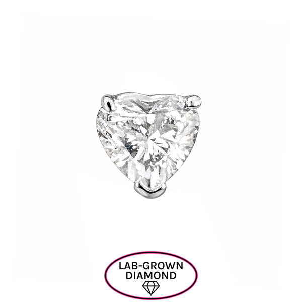 14K GOLD .50 CT LAB GROWN DIAMOND SINGLE HEART STUD