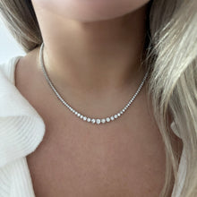 14K GOLD 8.13 CT NATURAL DIAMOND GRADUATED TENNIS NECKLACE