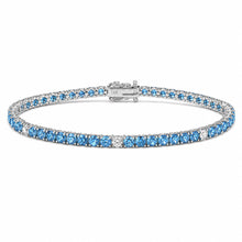14K GOLD DIAMOND BLUE TOPAZ HILARY TENNIS BRACELET
