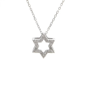 14K GOLD DIAMOND MINI STAR OF DAVID NECKLACE