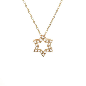 14K GOLD DIAMOND MINI STAR OF DAVID NECKLACE