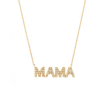 14K GOLD DIAMOND BLOCK MAMA NECKLACE