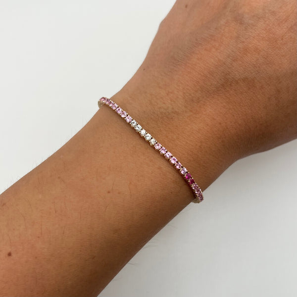 14K GOLD OMBRE PINK SAPPHIRE JILLIAN TENNIS BRACELET