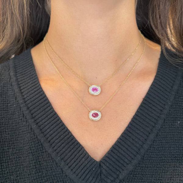 14K GOLD DIAMOND PINK SAPPHIRE SIMMY NECKLACE